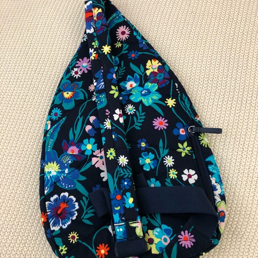 Vera Bradley Navy Floral Quilted Sling Backpack - Multicolor Floral